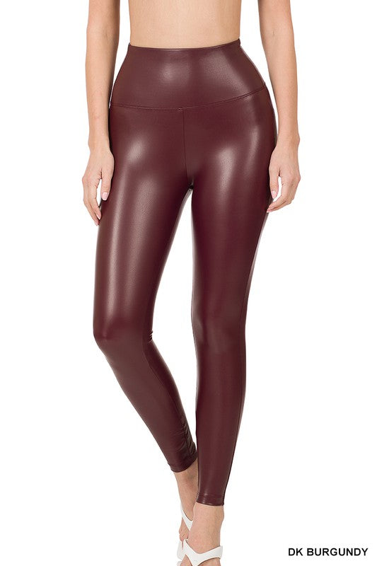 HIGH RISE FAUX LEATHER LEGGINGS