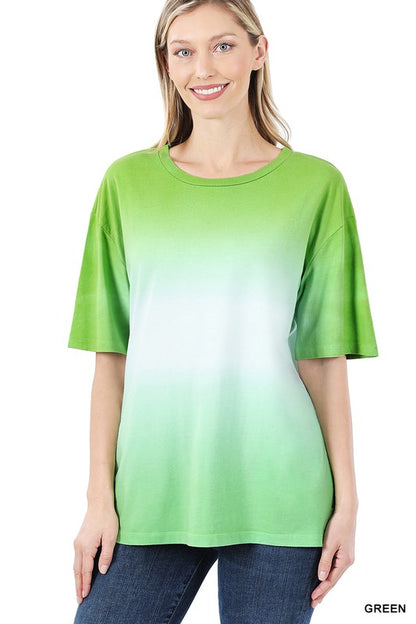 DIP DYE SHORT SLEEVE ROUND NECK TOP