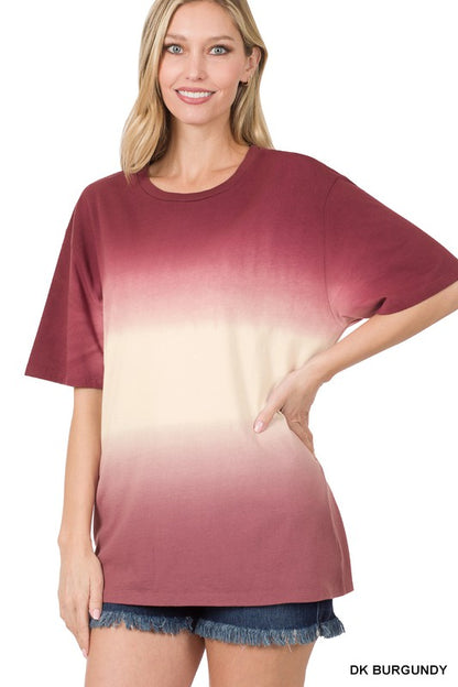 DIP DYE SHORT SLEEVE ROUND NECK TOP