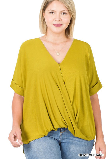 PLUS RAYON SPAN CREPE LAYERED-LOOK TOP