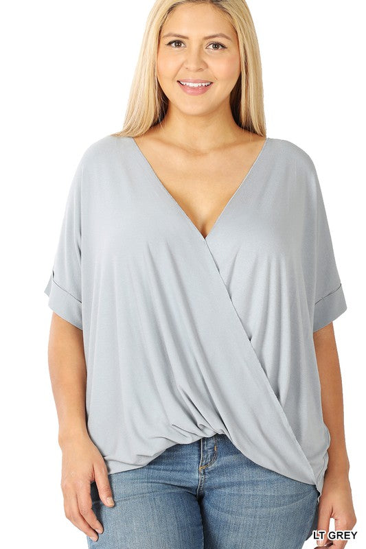 PLUS RAYON SPAN CREPE LAYERED-LOOK TOP