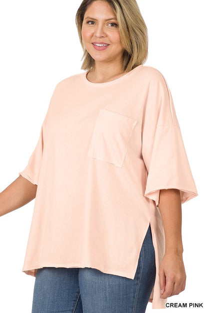 PLUS ROW EDGE HI-LOW HEM BOX TOP