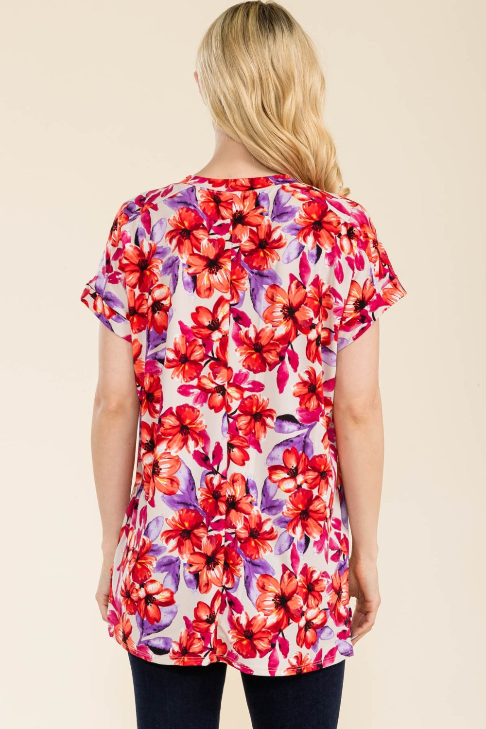 Celeste Full Size Round Neck Short Sleeve Floral T-Shirt