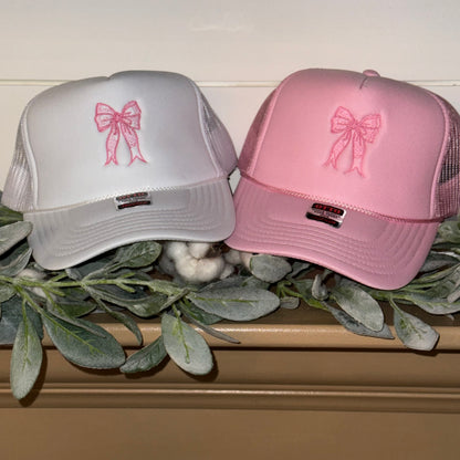 Embroidered Bow Trucker Hat