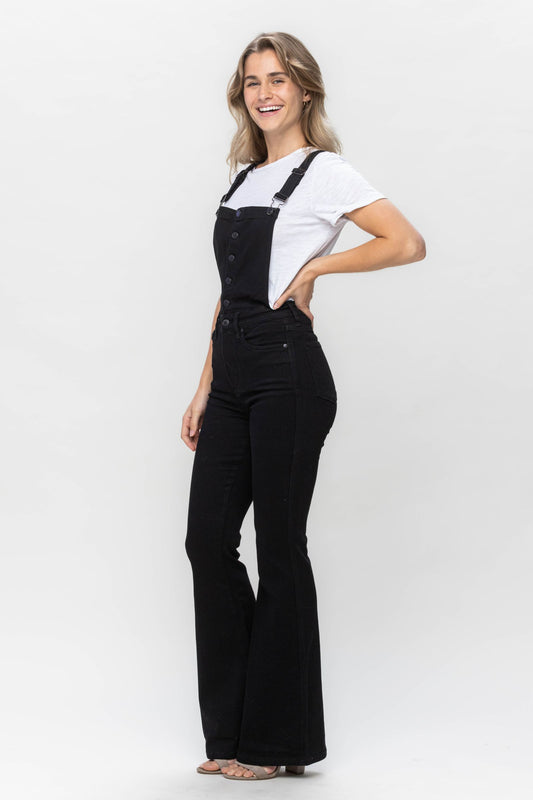 Throw Back 90's Tummy Control Judy Blue Overall- Black