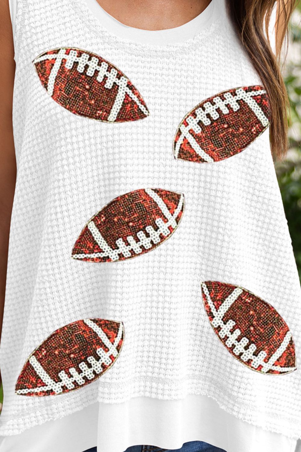 Sequin Football Round Neck Tank