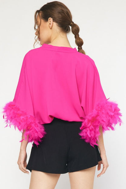 Sassy Hot Pink Feather Body Suit