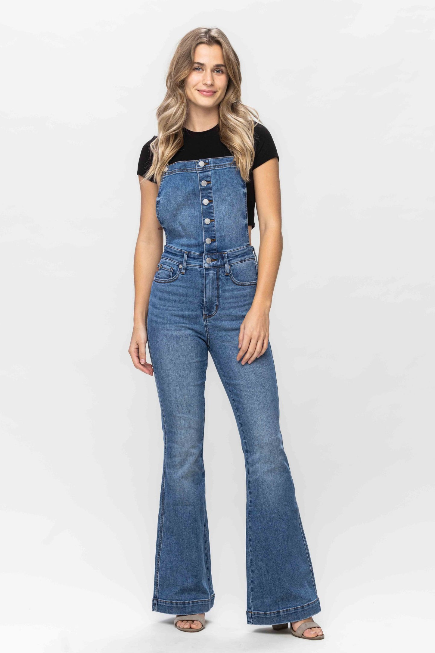 Throw Back 90's Tummy Control Judy Blue Overall Medium Wash