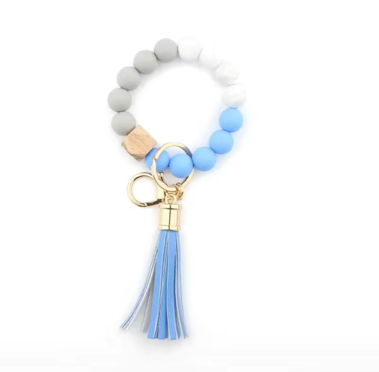 Silicone Beaded Key Ring with Tassels