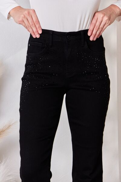 Judy Blue Full Size Rhinestone Embellishment Slim Jeans